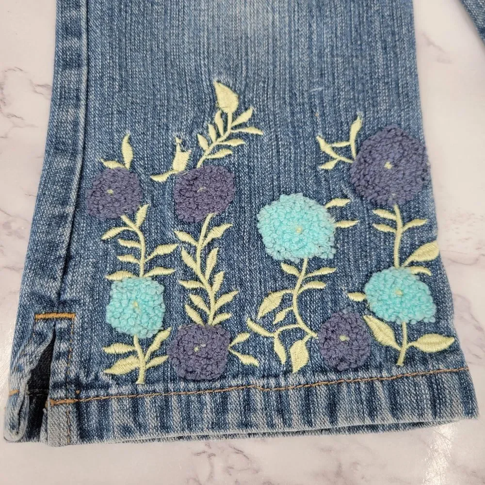 Old Navy + Children's Place Y2K Girls Denim Jeans with Embroidered Design Lot